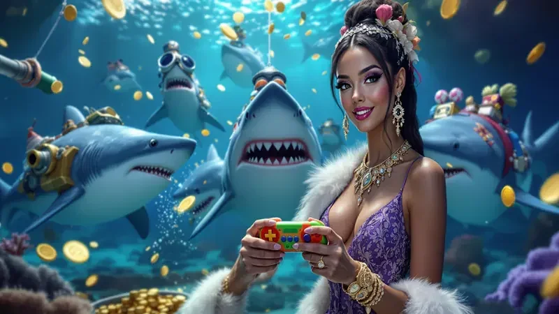 Tampilan permainan tembak ikan di lobi SUSTER4D